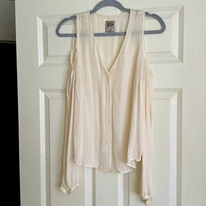 Go Silk Shoulder Cutout Blouse